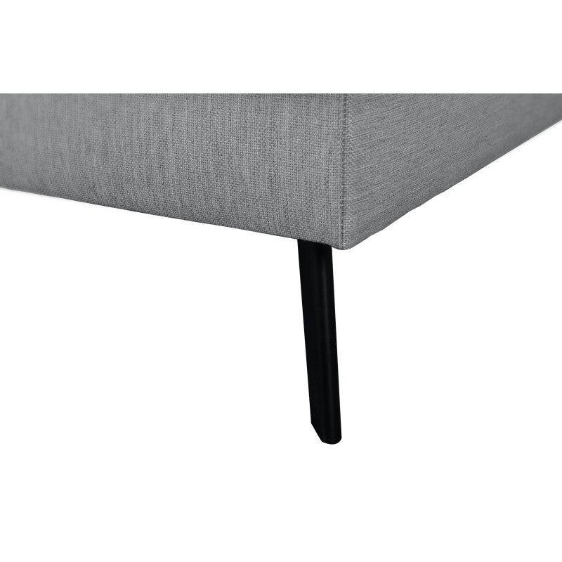 ORION - Canapé d'angle convertible 2 coffres en tissu et pieds en métal noir - Gris clair