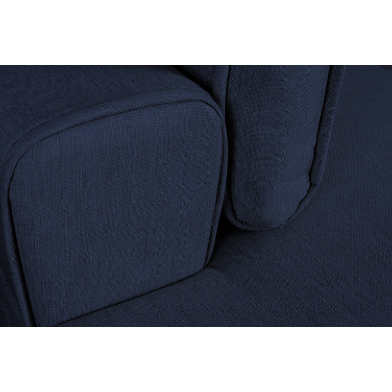 ORION - Canapé d'angle convertible 2 coffres en tissu et pieds en métal noir - Bleu foncé