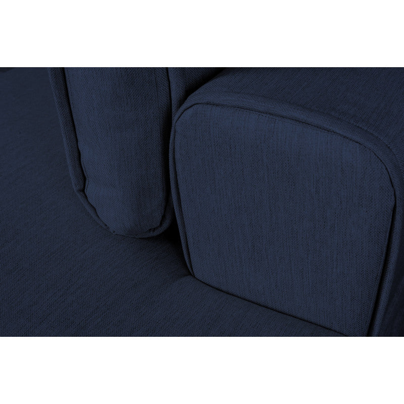 ORION - Canapé d'angle convertible 2 coffres en tissu et pieds en métal noir - Bleu foncé