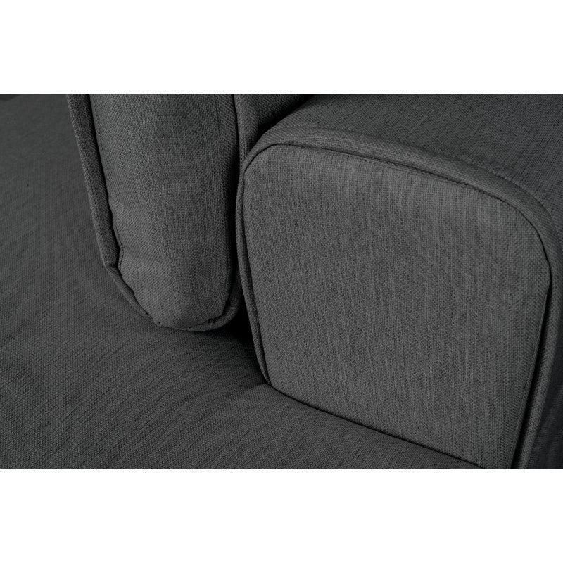 ORION - Canapé d'angle convertible 2 coffres en tissu et pieds en métal noir - Gris foncé