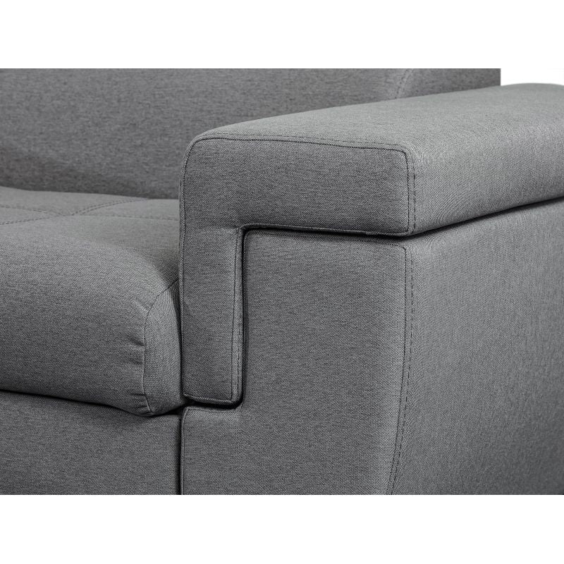 MILO - Canapé d'angle convertible avec coffre en tissu - Gris clair