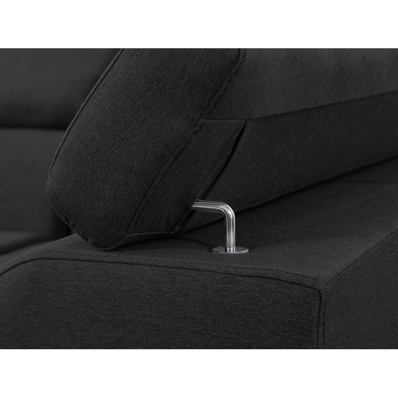 MILO - Canapé d'angle convertible avec coffre en tissu - Gris foncé - Angle droit (vue de face)