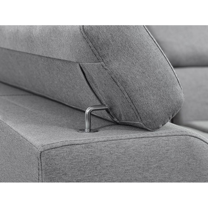 MILO - Canapé d'angle convertible avec coffre en tissu - Gris clair