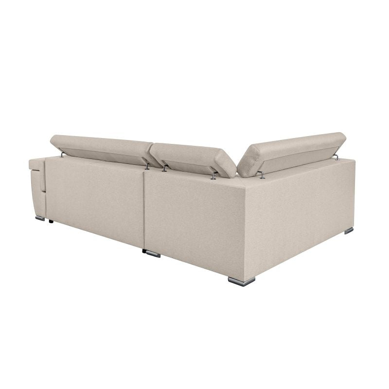 MILO - Canapé d'angle convertible avec coffre en tissu - Beige