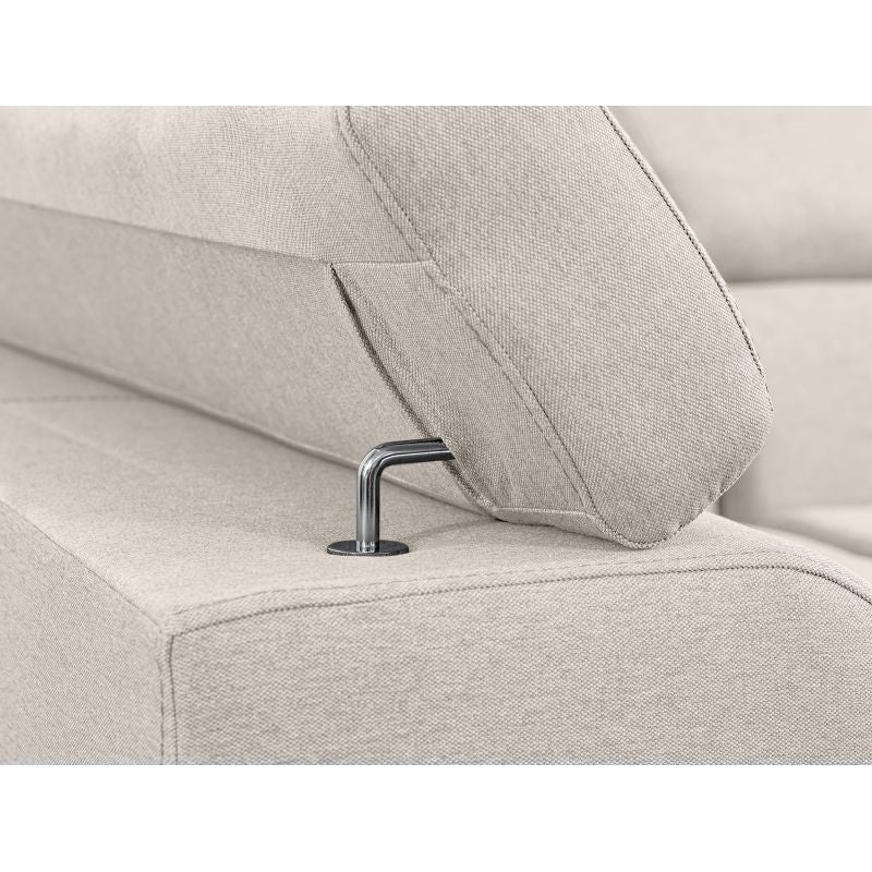 MILO - Canapé d'angle convertible avec coffre en tissu - Beige