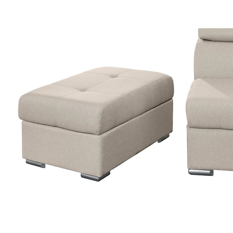 MILO - Canapé d'angle convertible avec coffre en tissu - Beige