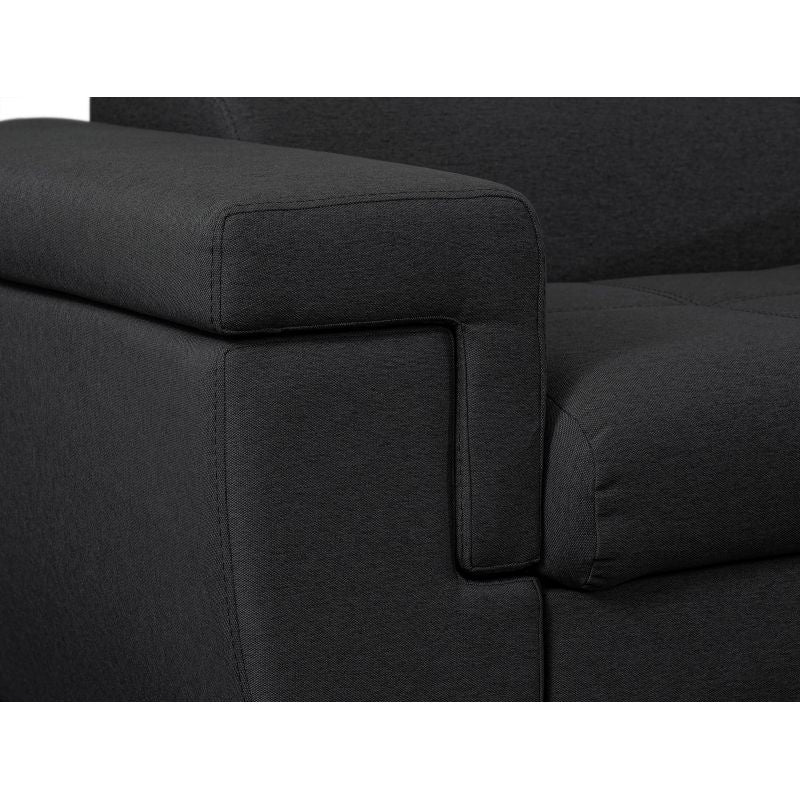 MILO - Canapé d'angle convertible avec coffre en tissu - Gris foncé - Angle droit (vue de face)