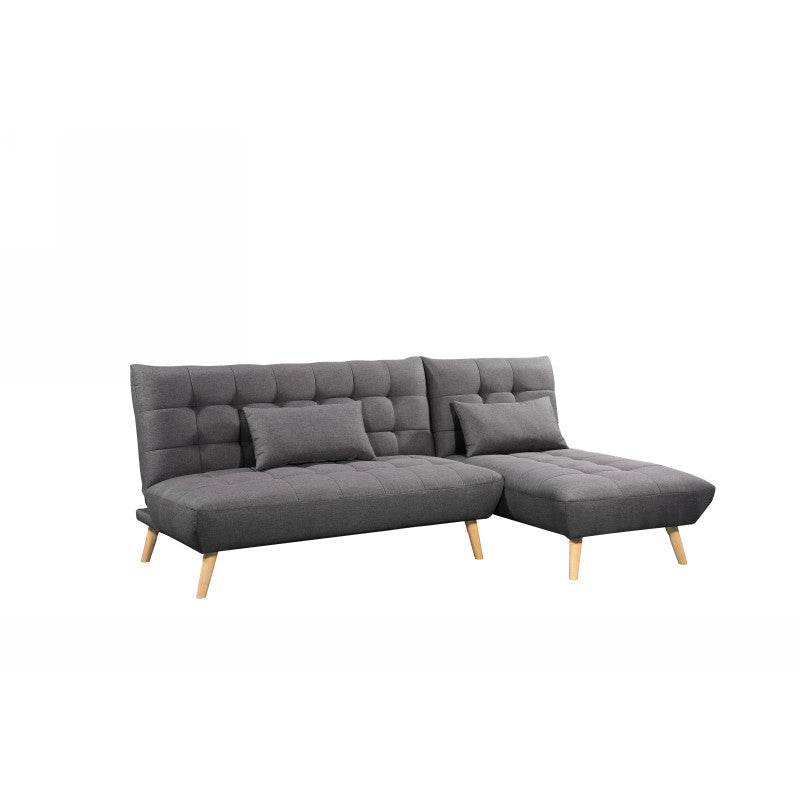 JONAS - Canapé d'angle convertible et réversible 4 places en tissu - Gris foncé