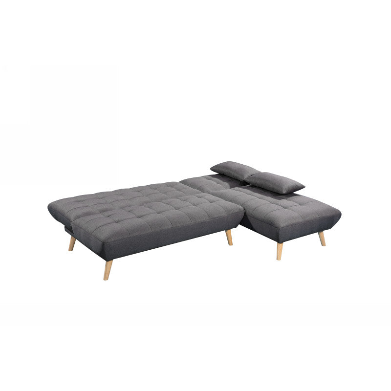 JONAS - Canapé d'angle convertible et réversible 4 places en tissu - Gris foncé