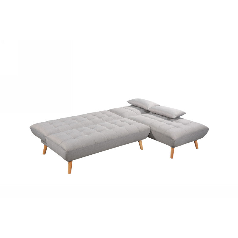 JONAS - Canapé d'angle convertible et réversible 4 places en tissu - Gris clair