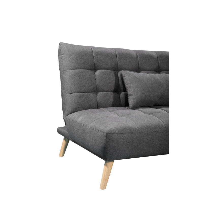 JONAS - Canapé d'angle convertible et réversible 4 places en tissu - Gris foncé