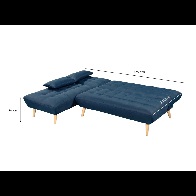 JONAS - Canapé d'angle convertible et réversible 4 places en tissu - Bleu