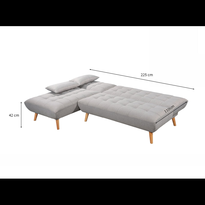 JONAS - Canapé d'angle convertible et réversible 4 places en tissu - Gris clair