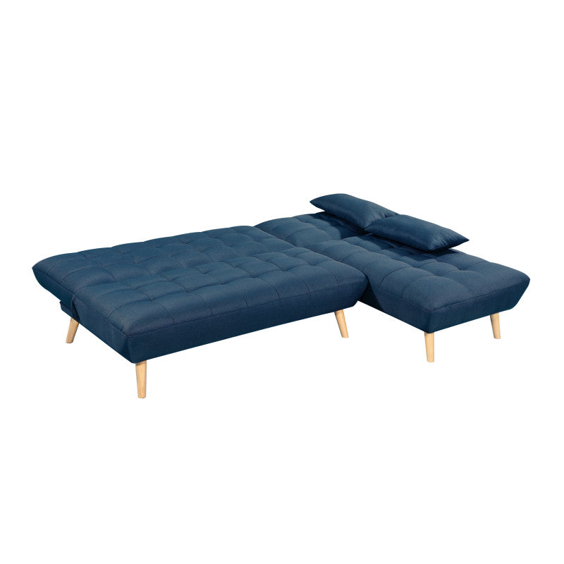 JONAS - Canapé d'angle convertible et réversible 4 places en tissu - Bleu