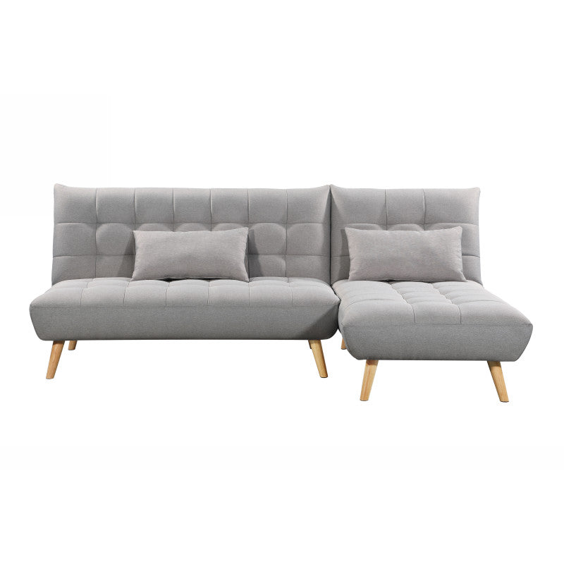 JONAS - Canapé d'angle convertible et réversible 4 places en tissu - Gris clair