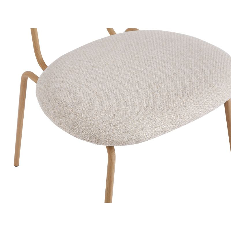 JUNO - Lot de 2 chaises en cannage et assise tissu avec pieds métal - Beige