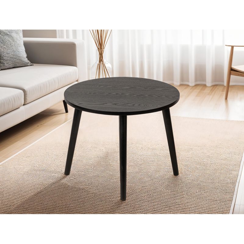 JUNO - Table basse ronde en bois - Noir