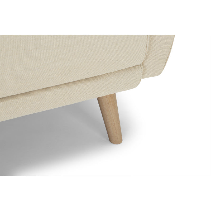 KAPITO - Canapé d'angle réversible convertible en tissu avec pieds bois clair - Beige