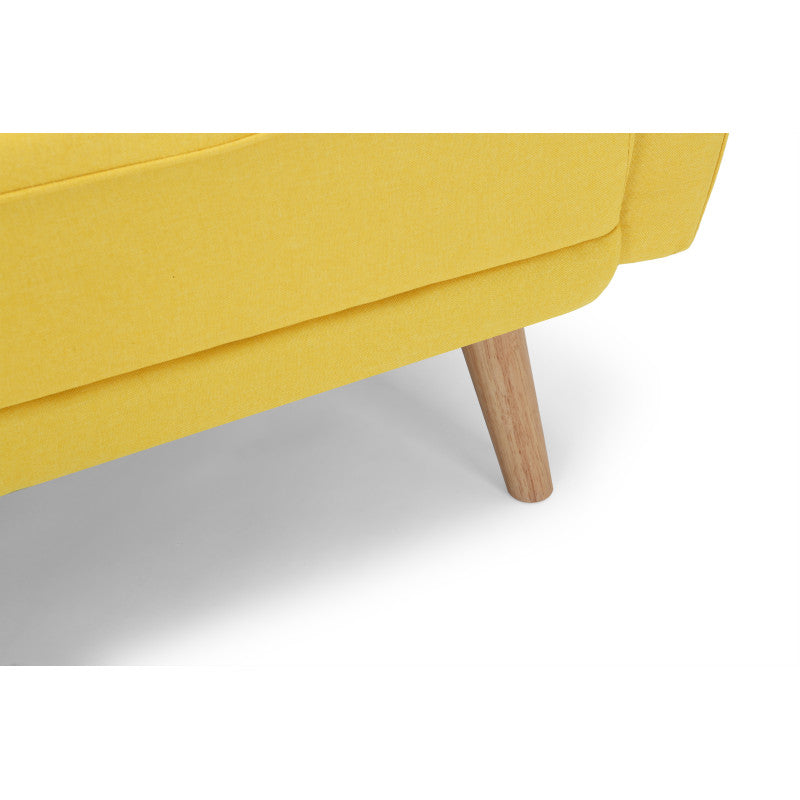 KAPITO - Canapé d'angle réversible convertible en tissu avec pieds bois clair - Jaune