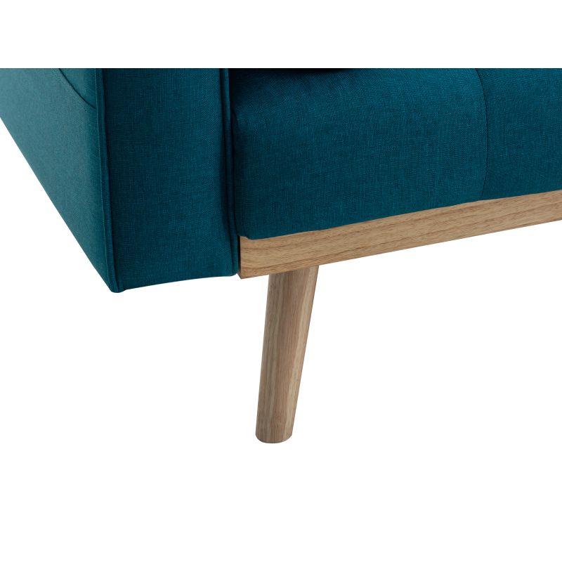 KENDY - Canapé droit convertible style sandinave 3 places en tissu - Bleu pétrole