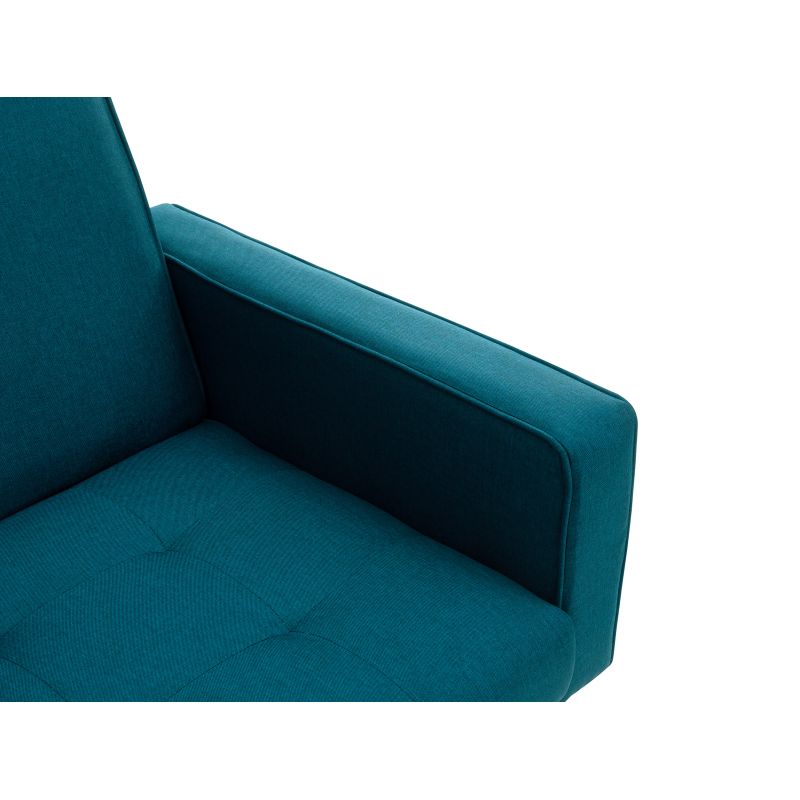 KENDY - Canapé droit convertible style sandinave 3 places en tissu - Bleu pétrole