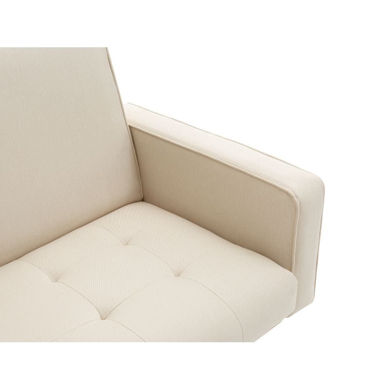 KENDY - Canapé droit convertible style sandinave 3 places en tissu - Beige