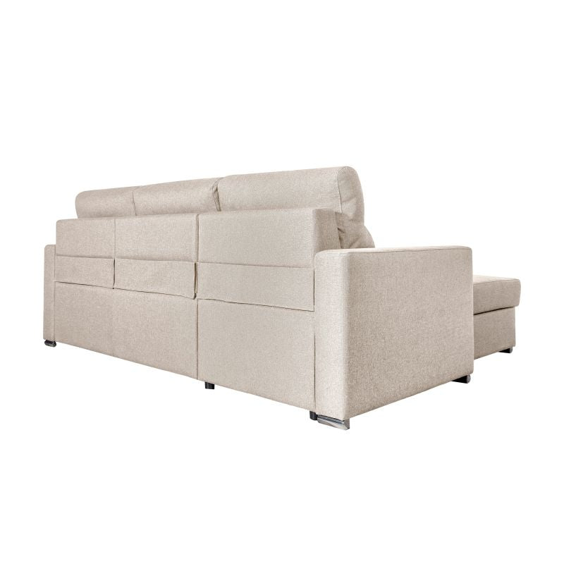 KENNY - Canapé d'angle réversible convertible en tissu - Beige