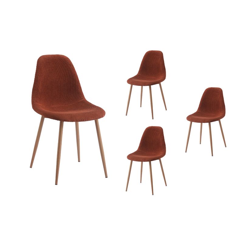 KASE - Lot de 4 chaises en velours côtelé - Terracotta