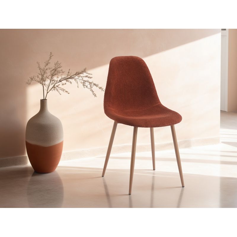 KASE - Lot de 4 chaises en velours côtelé - Terracotta