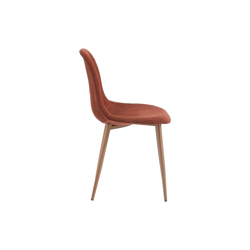 KASE - Lot de 4 chaises en velours côtelé - Terracotta