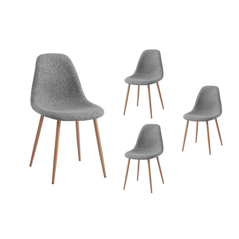 KASE - Lot de 4 chaises scandinave en tissu - Gris