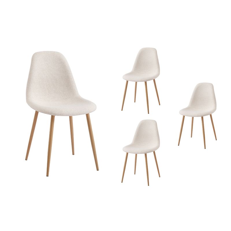 KASE - Lot de 4 chaises scandinave en tissu - Beige