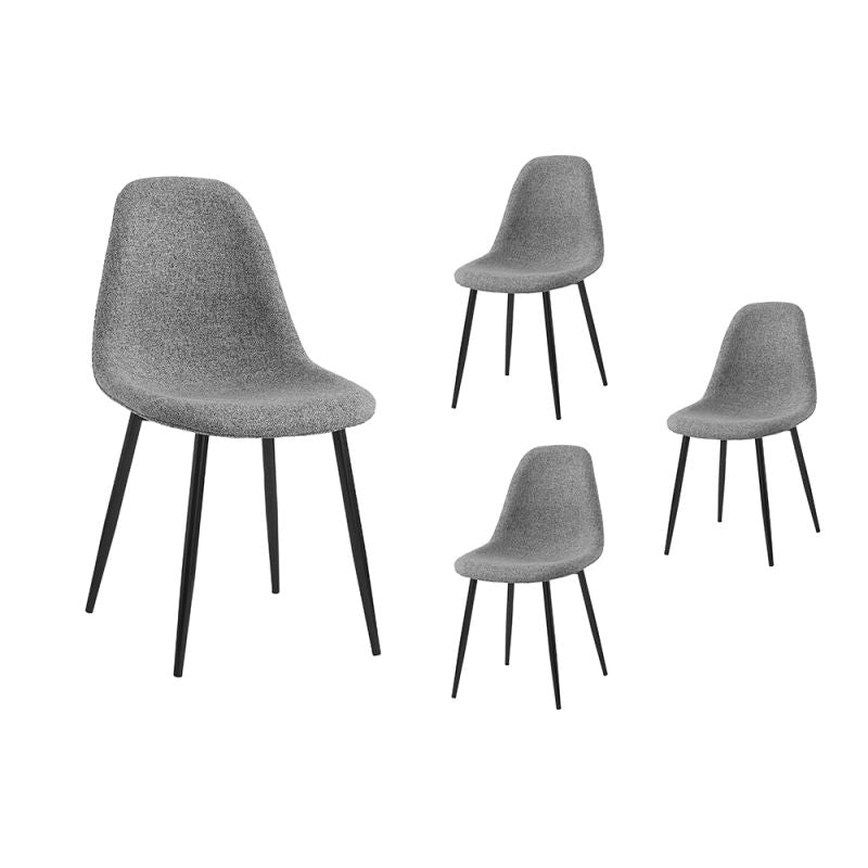 KASE - Lot de 4 chaises scandinave en tissu - Gris