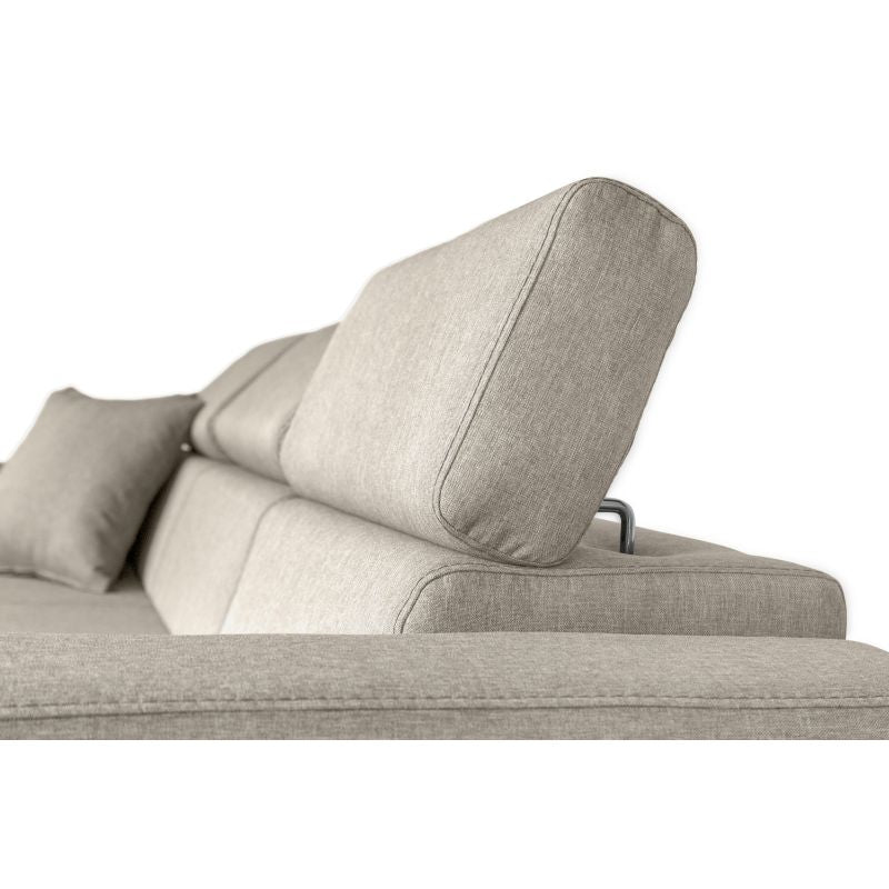 FIONA - Canapé d'angle réversible convertible avec coffre de rangement en tissu - Beige