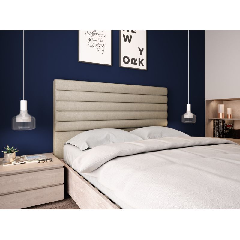 LIZOR - Tête de lit aspect bombé en tissu - Beige - 140 cm