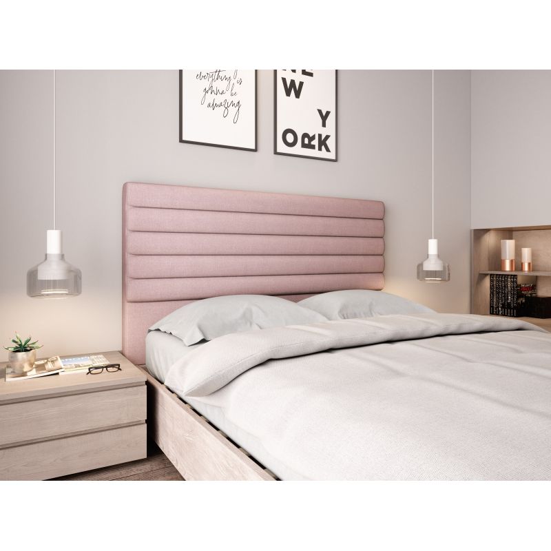 LIZOR - Tête de lit aspect bombé en tissu - Vieux rose - 140 cm