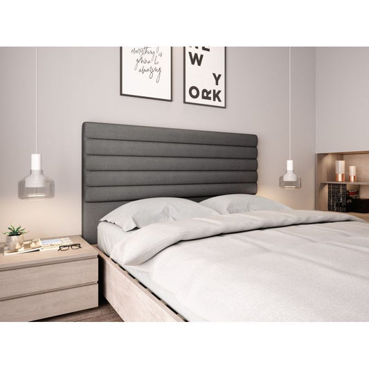 LIZOR - Tête de lit aspect bombé en tissu - Gris - 140 cm