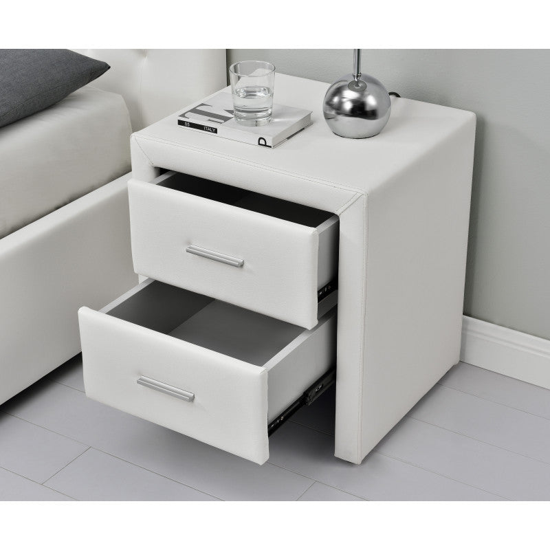 LODRY - Table de chevet en simili - Blanc