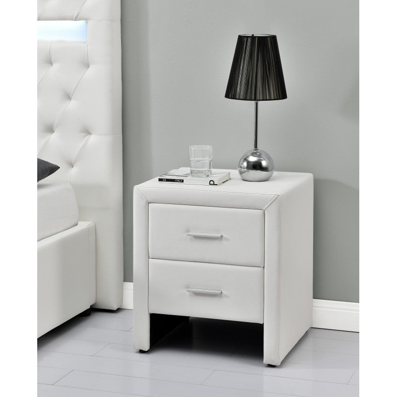 LODRY - Table de chevet en simili - Blanc