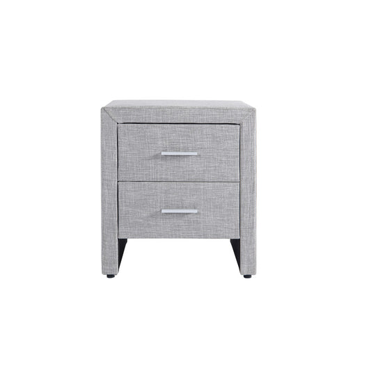 LODRY - Table de chevet en tissu - Gris clair