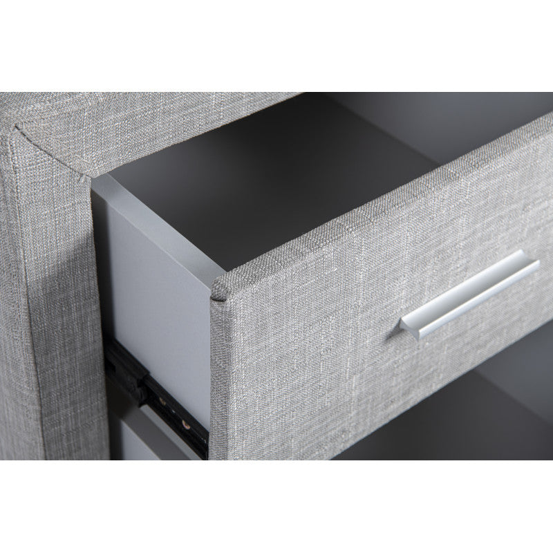 LODRY - Table de chevet en tissu - Gris clair