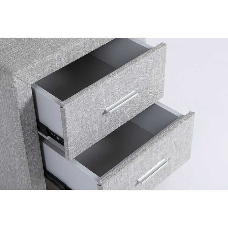 LODRY - Table de chevet en tissu - Gris clair