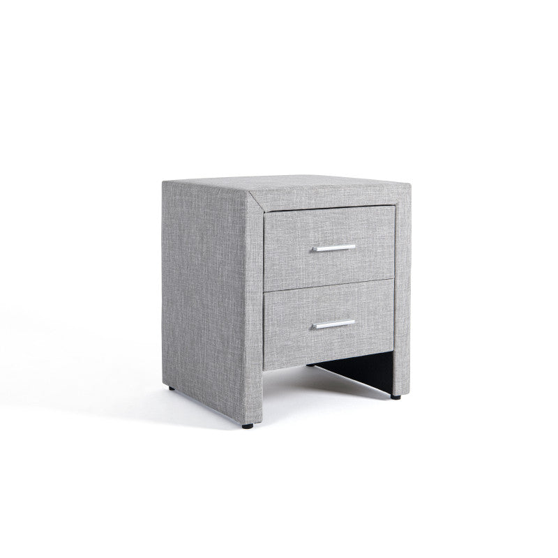 LODRY - Table de chevet en tissu - Gris clair