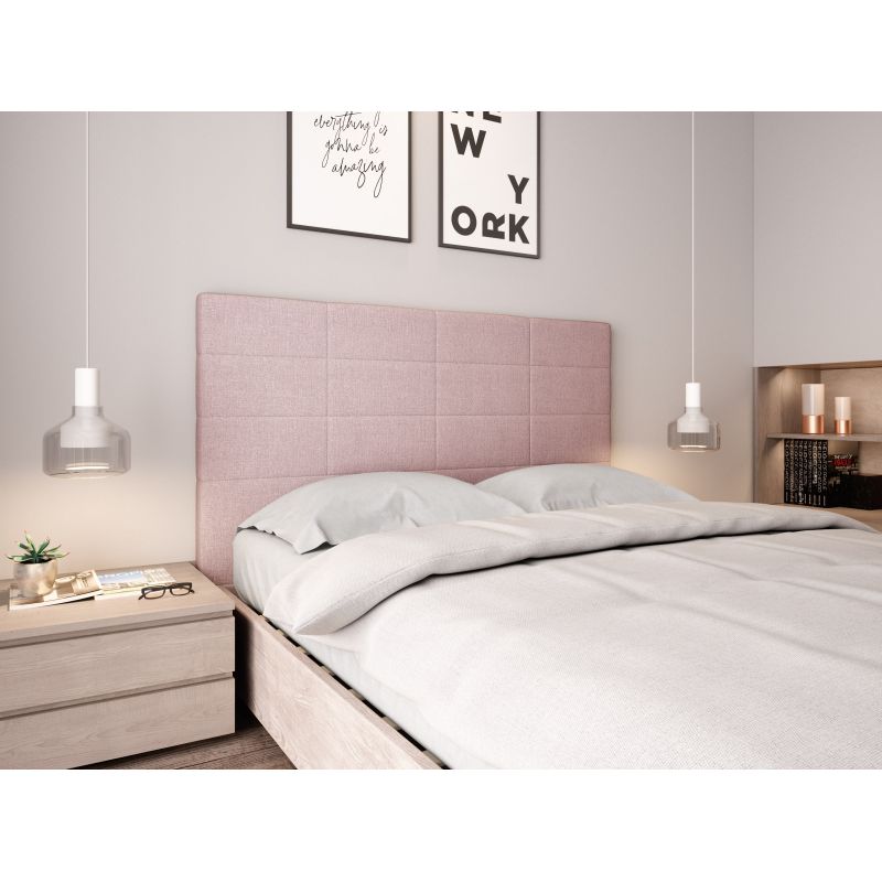 RELO - Tête de lit aspect quadrillé en tissu - Vieux rose - 140 cm