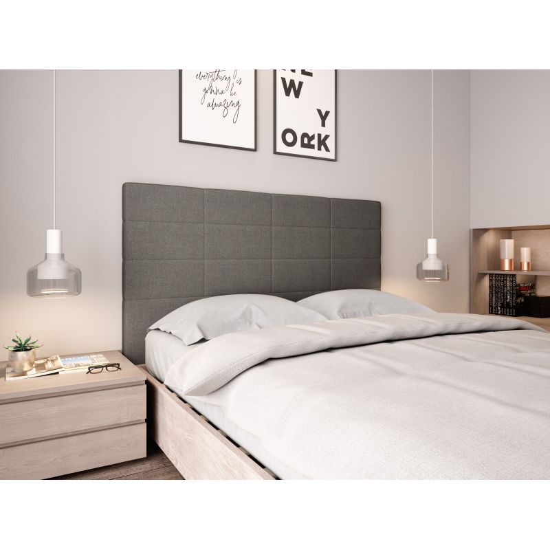 RELO - Tête de lit aspect quadrillé en tissu - Gris - 160 cm