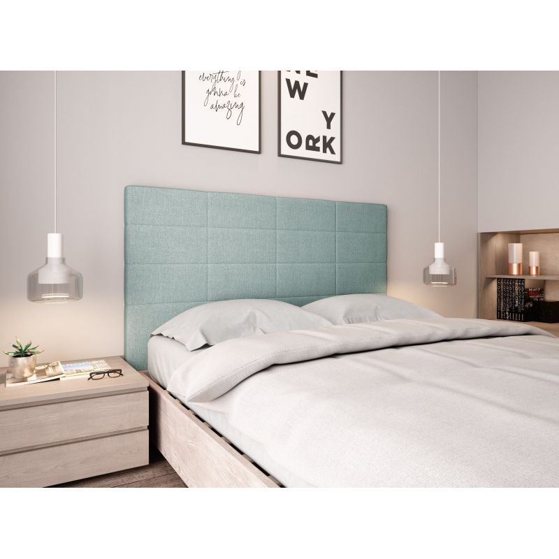 RELO - Tête de lit aspect quadrillé en tissu - Vert d'eau - 140 cm