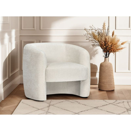 LOUIS - Fauteuil en tissu bouclette - Blanc