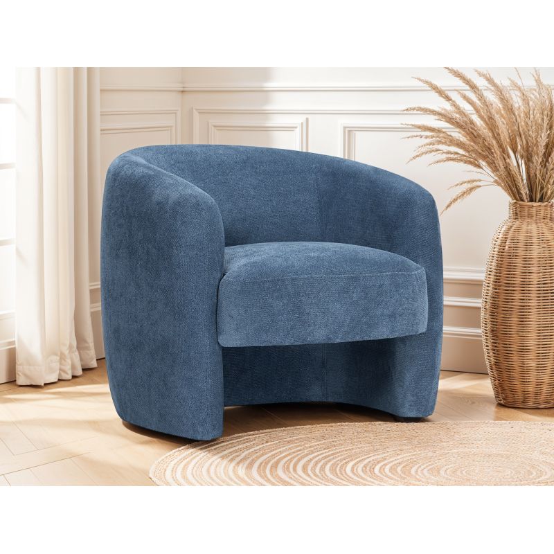 LOUIS - Fauteuil en tissu - Bleu foncé