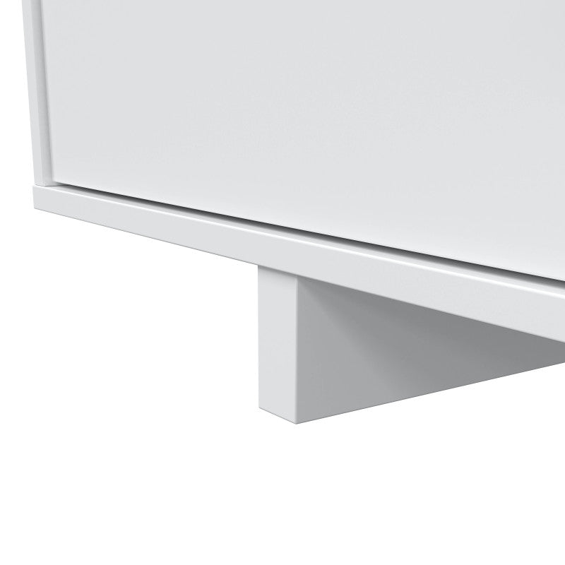 LUISA - Meuble TV 3 portes et 1 niche L150 cm - Blanc brillant