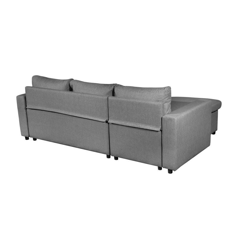 LUMIRA - Canapé d'angle réversible, convertible en tissu avec coffre de rangement - Gris clair